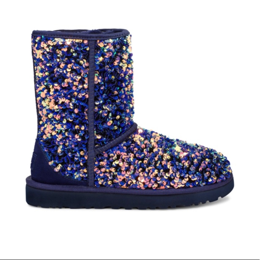 - UGG Classic Short Stellar Sequin "Purple" Women's Boot sz8 - Picture 4 of 5